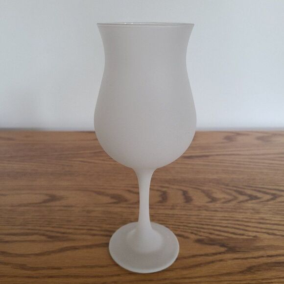 Vintage Frosted Glass Crystal Wine or Water Goblet Drinkware Candle or Crafting - Picture 2 of 13
